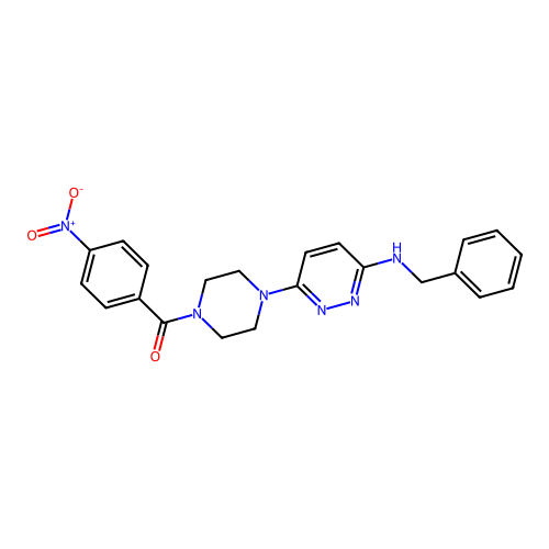 N-benzyl-6-[4-(4-nitrobenzoyl)piperazin-1-yl]pyridazin-3-amine structure