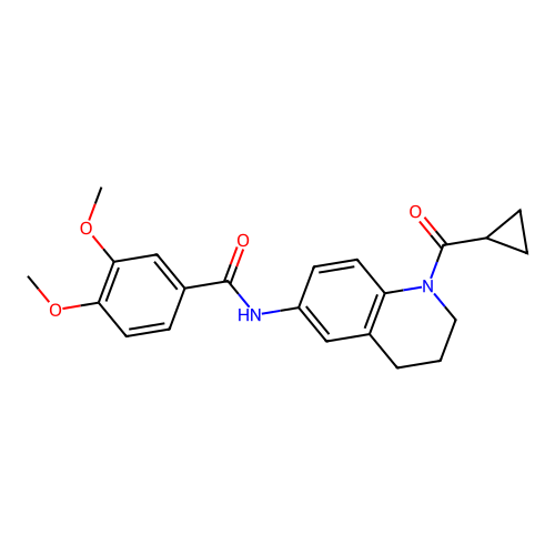 N-[1-(cyclopropanecarbonyl)-3,4-dihydro-2H-quinolin-6-yl]-3,4-dimethoxybenzamide structure