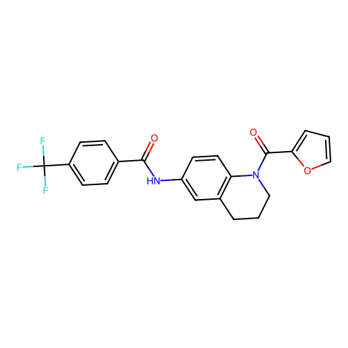 N-[1-(furan-2-carbonyl)-1,2,3,4-tetrahydroquinolin-6-yl]-4-(trifluoromethyl)benzamide structure