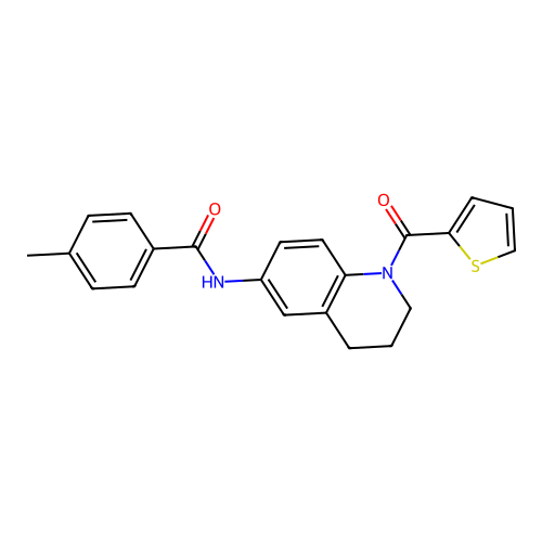 4-methyl-N-[1-(thiophene-2-carbonyl)-1,2,3,4-tetrahydroquinolin-6-yl]benzamide structure