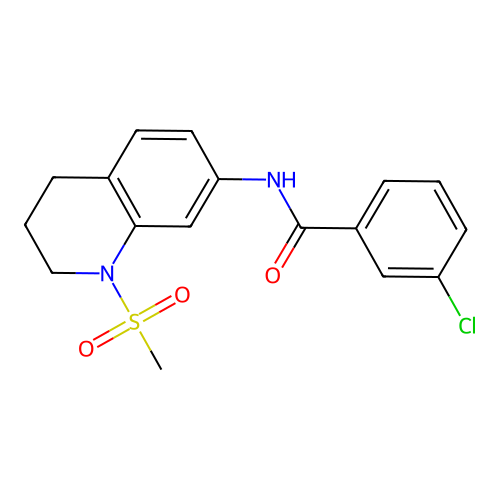 3-chloro-N-(1-methylsulfonyl-3,4-dihydro-2H-quinolin-7-yl)benzamide structure