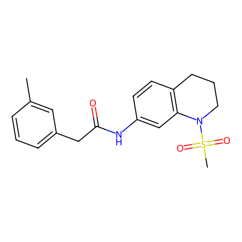 2-(3-methylphenyl)-N-(1-methylsulfonyl-3,4-dihydro-2H-quinolin-7-yl)acetamide structure