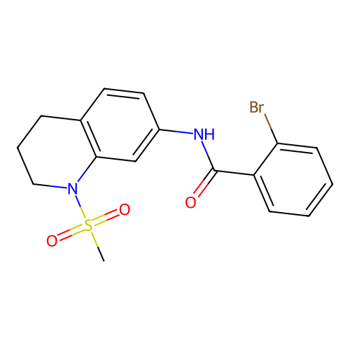 2-bromo-N-(1-methylsulfonyl-3,4-dihydro-2H-quinolin-7-yl)benzamide structure