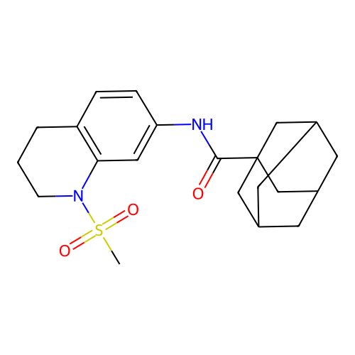 N-(1-methylsulfonyl-3,4-dihydro-2H-quinolin-7-yl)adamantane-1-carboxamide structure