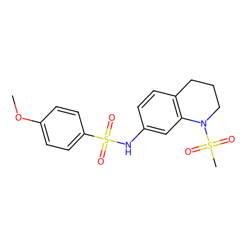 4-methoxy-N-(1-methylsulfonyl-3,4-dihydro-2H-quinolin-7-yl)benzenesulfonamide structure