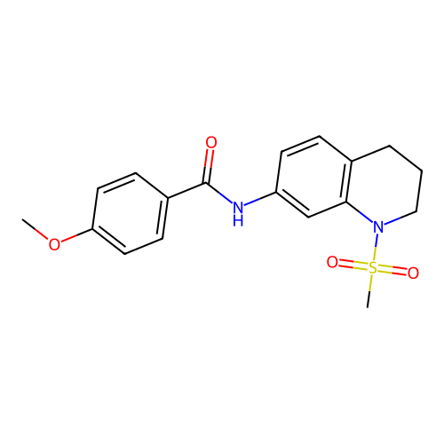 4-methoxy-N-(1-methylsulfonyl-3,4-dihydro-2H-quinolin-7-yl)benzamide structure