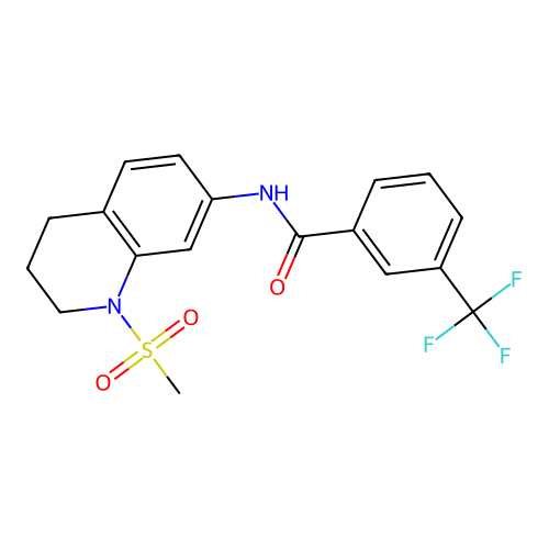 N-(1-methylsulfonyl-3,4-dihydro-2H-quinolin-7-yl)-3-(trifluoromethyl)benzamide structure