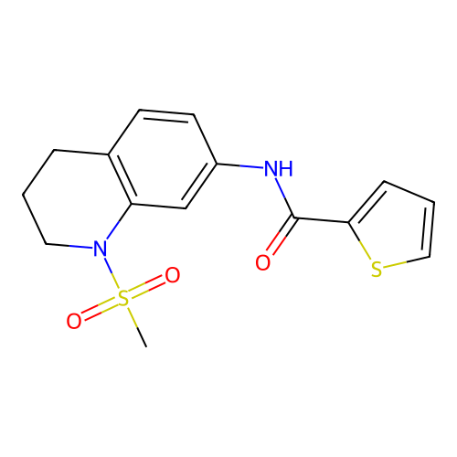 N-(1-methylsulfonyl-3,4-dihydro-2H-quinolin-7-yl)thiophene-2-carboxamide structure