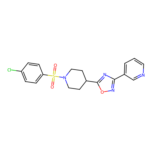3-{5-[1-(4-Chlorobenzenesulfonyl)piperidin-4-yl]-1,2,4-oxadiazol-3-yl}pyridine structure