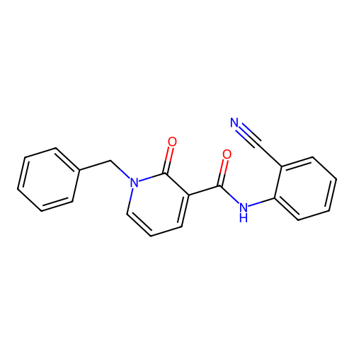 1-benzyl-N-(2-cyanophenyl)-2-oxo-1,2-dihydropyridine-3-carboxamide structure