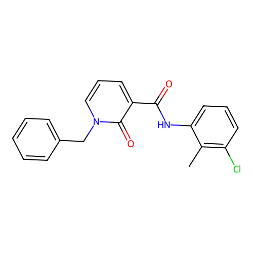 1-benzyl-N-(3-chloro-2-methylphenyl)-2-oxo-1,2-dihydropyridine-3-carboxamide structure