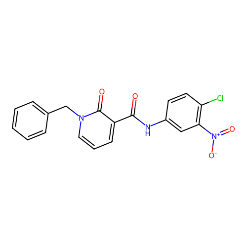 1-benzyl-N-(4-chloro-3-nitrophenyl)-2-oxo-1,2-dihydropyridine-3-carboxamide structure