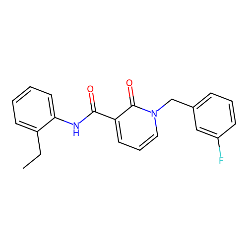 N-(2-ethylphenyl)-1-(3-fluorobenzyl)-2-oxo-1,2-dihydropyridine-3-carboxamide structure
