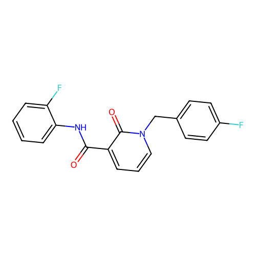 1-(4-fluorobenzyl)-N-(2-fluorophenyl)-2-oxo-1,2-dihydropyridine-3-carboxamide structure