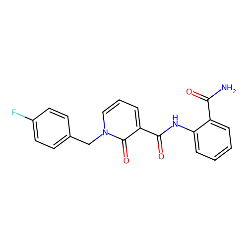 N-(2-carbamoylphenyl)-1-(4-fluorobenzyl)-2-oxo-1,2-dihydropyridine-3-carboxamide structure