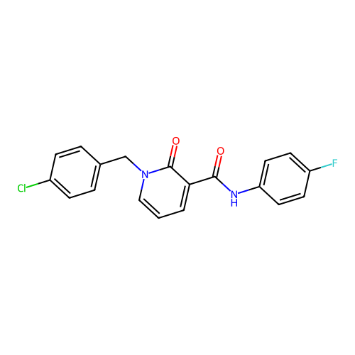 1-(4-chlorobenzyl)-N-(4-fluorophenyl)-2-oxo-1,2-dihydropyridine-3-carboxamide structure