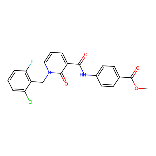 methyl 4-{1-[(2-chloro-6-fluorophenyl)methyl]-2-oxo-1,2-dihydropyridine-3-amido}benzoate structure