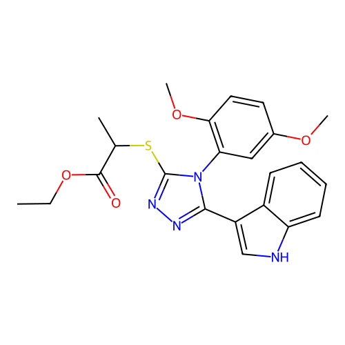ethyl 2-((4-(2,5-dimethoxyphenyl)-5-(1H-indol-3-yl)-4H-1,2,4-triazol-3-yl)thio)propanoate structure