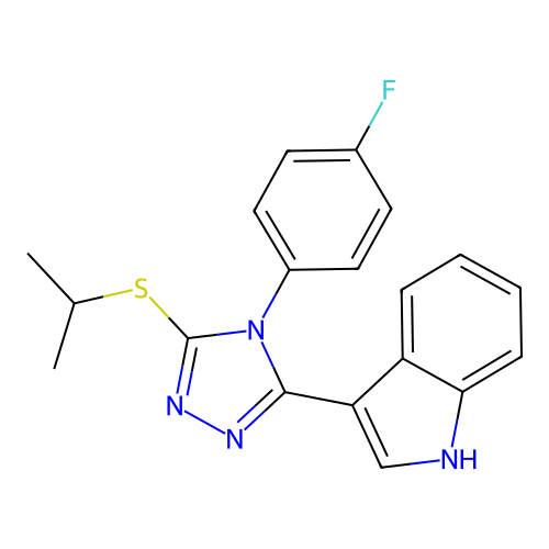 3-(4-(4-fluorophenyl)-5-(isopropylthio)-4H-1,2,4-triazol-3-yl)-1H-indole structure