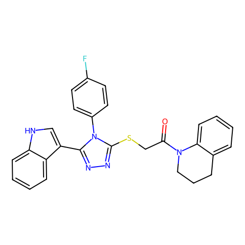 1-(3,4-dihydroquinolin-1(2H)-yl)-2-((4-(4-fluorophenyl)-5-(1H-indol-3-yl)-4H-1,2,4-triazol-3-yl)thio)ethanone structure