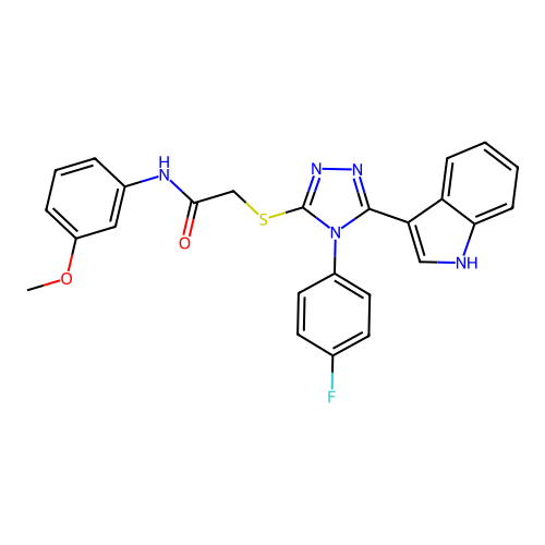 2-{[4-(4-fluorophenyl)-5-(1H-indol-3-yl)-4H-1,2,4-triazol-3-yl]sulfanyl}-N-(3-methoxyphenyl)acetamide structure