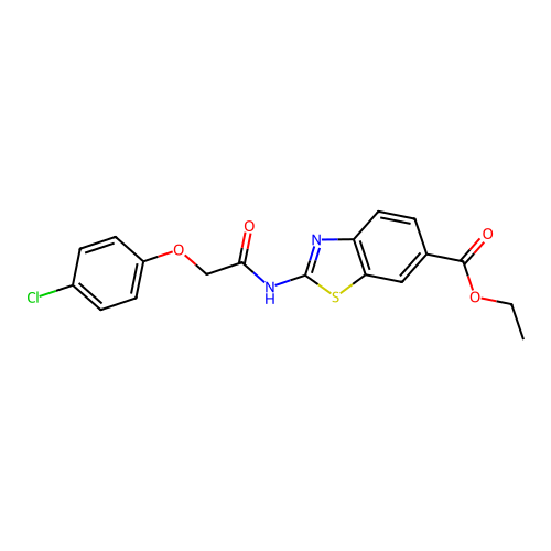 Ethyl 2-(2-(4-chlorophenoxy)acetamido)benzo[d]thiazole-6-carboxylate structure