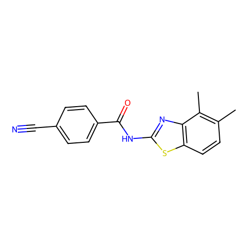 4-cyano-N-(4,5-dimethyl-1,3-benzothiazol-2-yl)benzamide structure