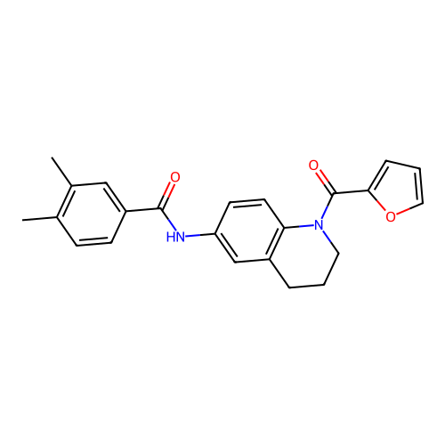 N-[1-(furan-2-carbonyl)-1,2,3,4-tetrahydroquinolin-6-yl]-3,4-dimethylbenzamide structure
