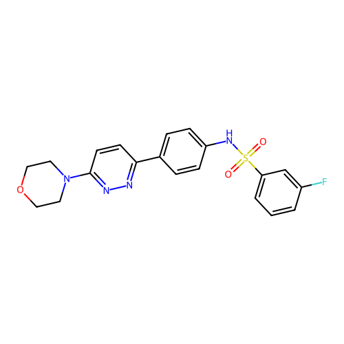 3-fluoro-N-[4-(6-morpholin-4-ylpyridazin-3-yl)phenyl]benzenesulfonamide structure