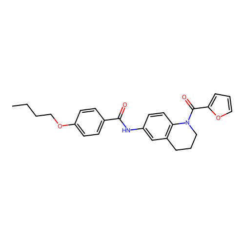 4-butoxy-N-[1-(furan-2-carbonyl)-1,2,3,4-tetrahydroquinolin-6-yl]benzamide structure