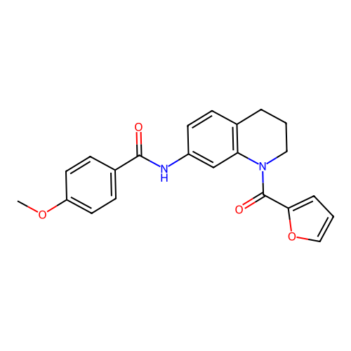 N-[1-(furan-2-carbonyl)-1,2,3,4-tetrahydroquinolin-7-yl]-4-methoxybenzamide structure