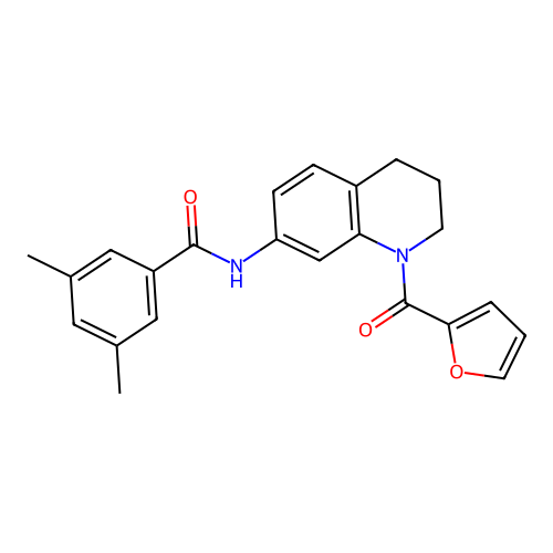 N-[1-(furan-2-carbonyl)-1,2,3,4-tetrahydroquinolin-7-yl]-3,5-dimethylbenzamide structure
