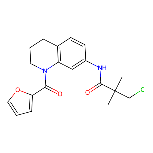 3-chloro-N-[1-(furan-2-carbonyl)-1,2,3,4-tetrahydroquinolin-7-yl]-2,2-dimethylpropanamide structure