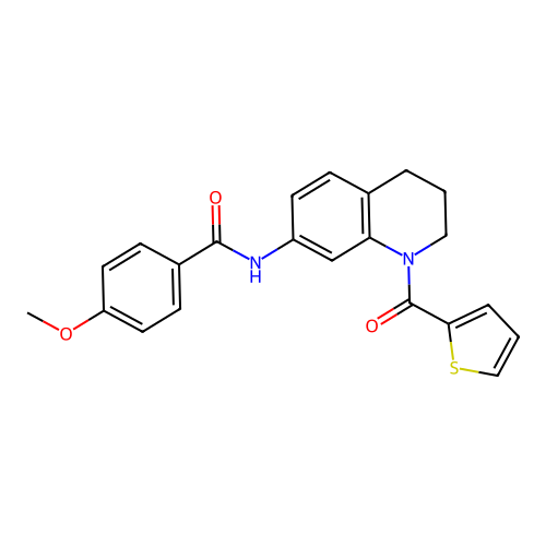 4-methoxy-N-[1-(thiophene-2-carbonyl)-1,2,3,4-tetrahydroquinolin-7-yl]benzamide structure
