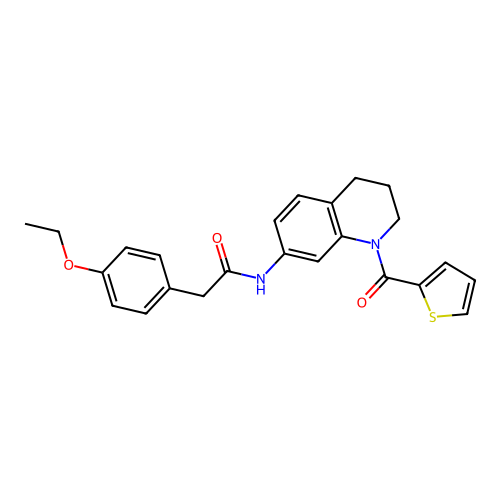 2-(4-ethoxyphenyl)-N-[1-(thiophene-2-carbonyl)-1,2,3,4-tetrahydroquinolin-7-yl]acetamide structure