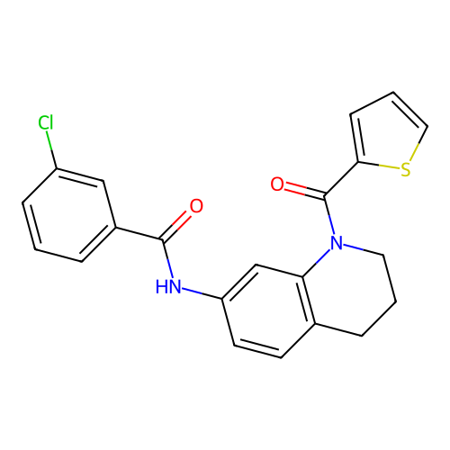 3-chloro-N-[1-(thiophene-2-carbonyl)-1,2,3,4-tetrahydroquinolin-7-yl]benzamide structure