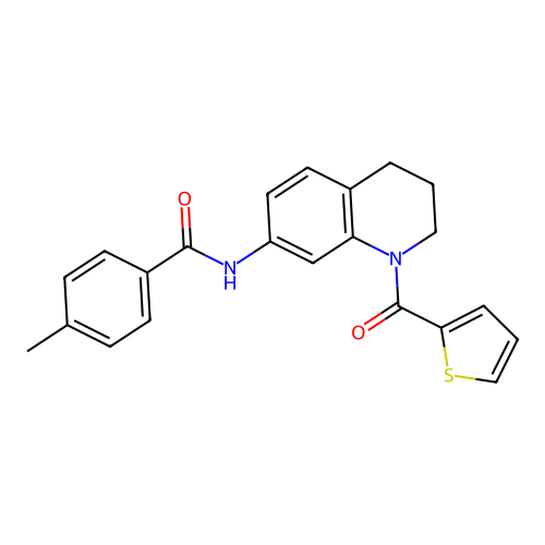4-methyl-N-[1-(thiophene-2-carbonyl)-1,2,3,4-tetrahydroquinolin-7-yl]benzamide structure