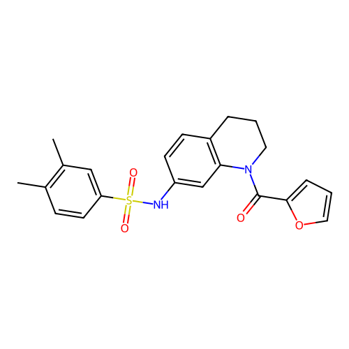 N-[1-(furan-2-carbonyl)-1,2,3,4-tetrahydroquinolin-7-yl]-3,4-dimethylbenzene-1-sulfonamide structure