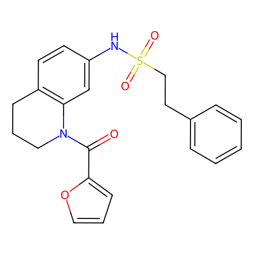N-[1-(furan-2-carbonyl)-3,4-dihydro-2H-quinolin-7-yl]-2-phenylethanesulfonamide structure