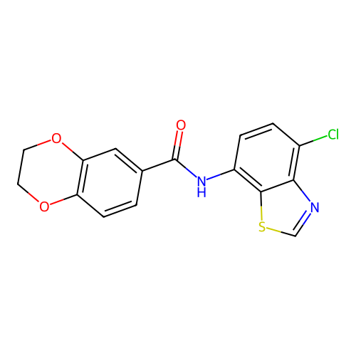 N-(4-chloro-1,3-benzothiazol-7-yl)-2,3-dihydro-1,4-benzodioxine-6-carboxamide structure