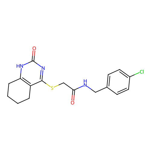 N-(4-chlorobenzyl)-2-((2-oxo-1,2,5,6,7,8-hexahydroquinazolin-4-yl)thio)acetamide structure