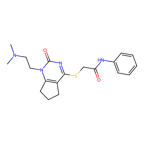 2-({1-[2-(dimethylamino)ethyl]-2-oxo-1H,2H,5H,6H,7H-cyclopenta[d]pyrimidin-4-yl}sulfanyl)-N-phenylacetamide structure