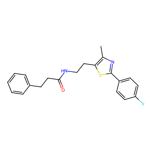 N-{2-[2-(4-fluorophenyl)-4-methyl-1,3-thiazol-5-yl]ethyl}-3-phenylpropanamide structure
