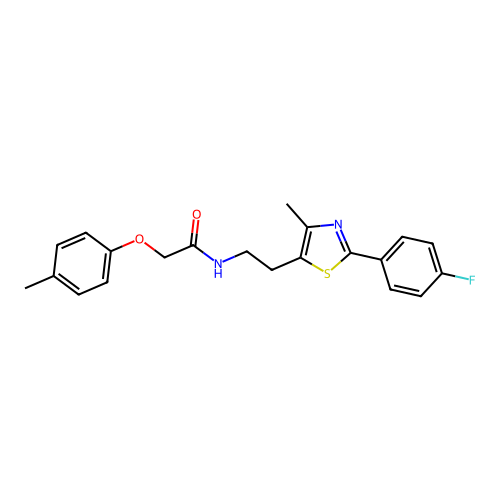N-{2-[2-(4-fluorophenyl)-4-methyl-1,3-thiazol-5-yl]ethyl}-2-(4-methylphenoxy)acetamide structure