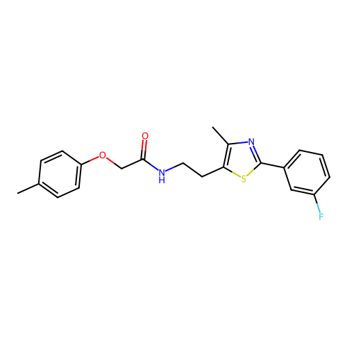 N-{2-[2-(3-fluorophenyl)-4-methyl-1,3-thiazol-5-yl]ethyl}-2-(4-methylphenoxy)acetamide structure