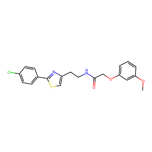 N-{2-[2-(4-chlorophenyl)-1,3-thiazol-4-yl]ethyl}-2-(3-methoxyphenoxy)acetamide structure