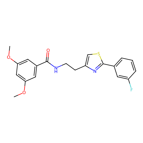 N-{2-[2-(3-fluorophenyl)-1,3-thiazol-4-yl]ethyl}-3,5-dimethoxybenzamide structure