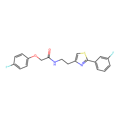 2-(4-fluorophenoxy)-N-{2-[2-(3-fluorophenyl)-1,3-thiazol-4-yl]ethyl}acetamide structure