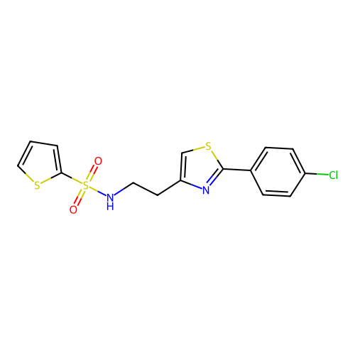 N-{2-[2-(4-chlorophenyl)-1,3-thiazol-4-yl]ethyl}thiophene-2-sulfonamide structure