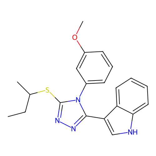 3-(5-(sec-butylthio)-4-(3-methoxyphenyl)-4H-1,2,4-triazol-3-yl)-1H-indole structure